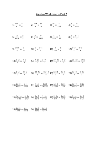 Solving Equations, Including Algebraic Fractions