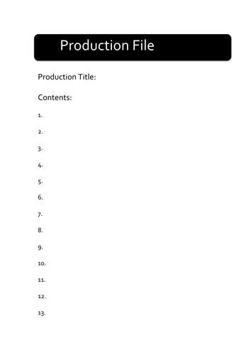 Media: Full set of Pre-Production Paperwork [Blank]