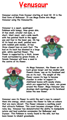 Venusaur Reading Comprehension
