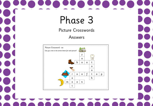 Phonics Phase 3 Picture Crossword Pack
