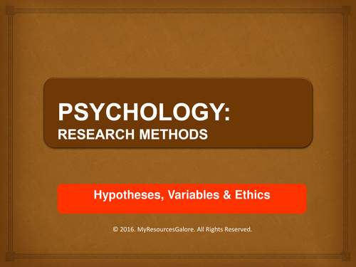 Psychology: Research Methods