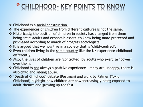 Childhood Powerpoint (AQA Families and Households Unit)