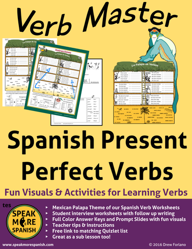 Spanish Verb Master for  Present Perfect Verbs.  Mexican Palapa Version!  Verbos en Español