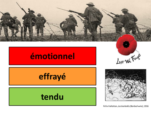 Remembrance day - French vocabulary on emotions