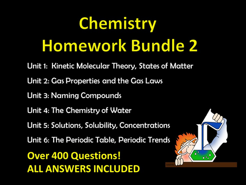 Chemistry Homework Bundle w/ ANSWERS and Multiple Choice Exam Practice, editable pack 2