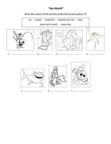 "The Little Mermaid" - Species Worksheet