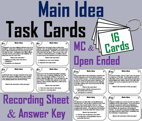 Main Idea Task Cards