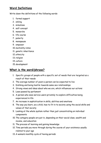 Health And Social Care Gcse Edexcel Unit 1 Exam Preparation