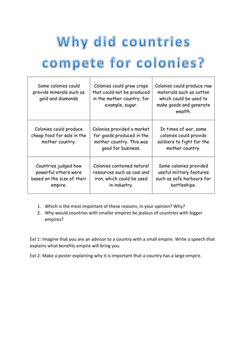 Reasons for colomies