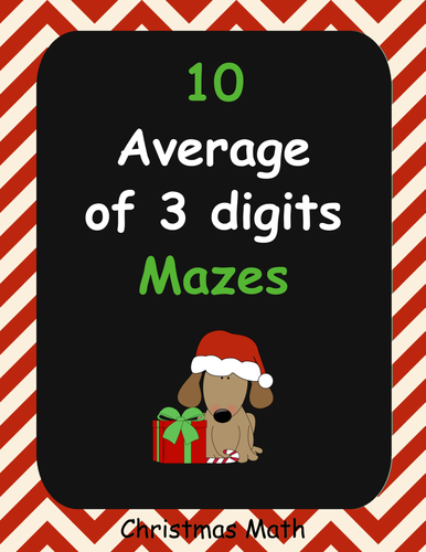 Christmas Math: Average of 3 digits Maze