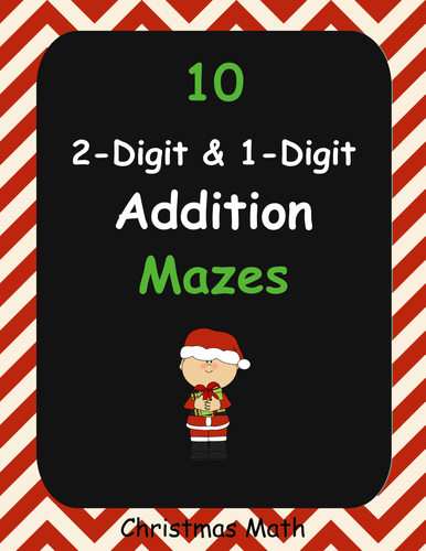 Christmas Math: 2-Digit and 1-Digit Addition Maze