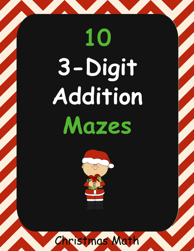 Christmas Math: 3-Digit Addition Maze