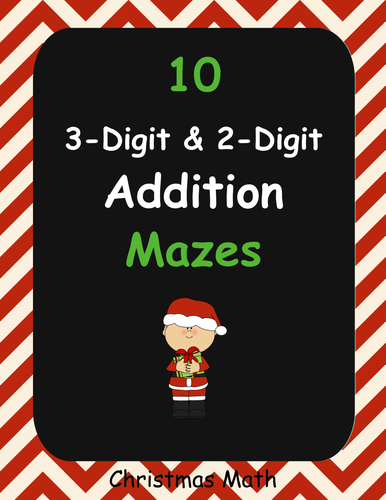 Christmas Math: 3-Digit and 2-Digit Addition Maze