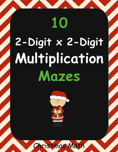 Christmas Math: 2-Digit By 2-Digit Multiplication Maze