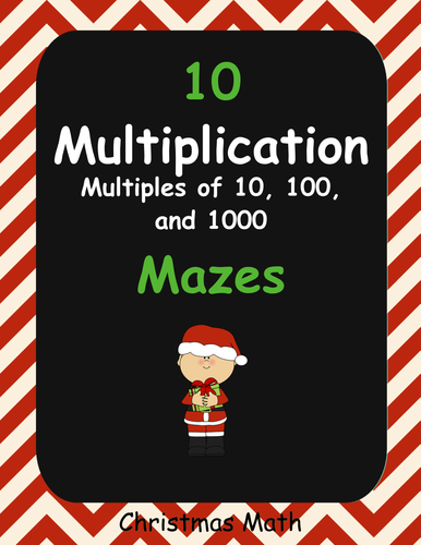 Christmas Math: Multiplication Maze (Multiples of 10, 100, and 1000)