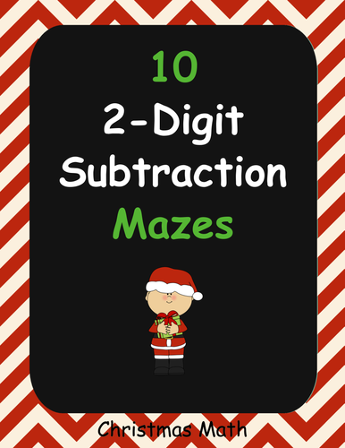 Christmas Math: 2-Digit Subtraction Maze
