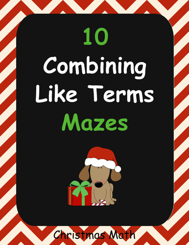 Christmas Math: Combining Like Terms Maze