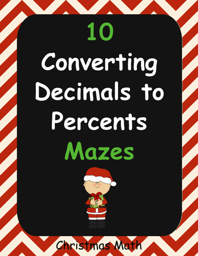 Christmas Math: Converting Decimals to Percents Maze