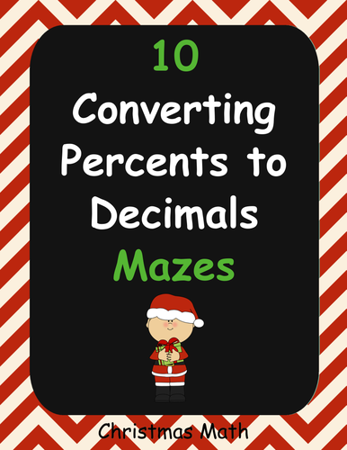 Christmas Math: Converting Percents to Decimals Maze