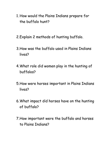 Importance of the buffalo to the Plains Indians
