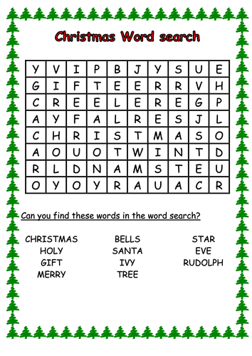 Christmas Word Search Activity / Homework