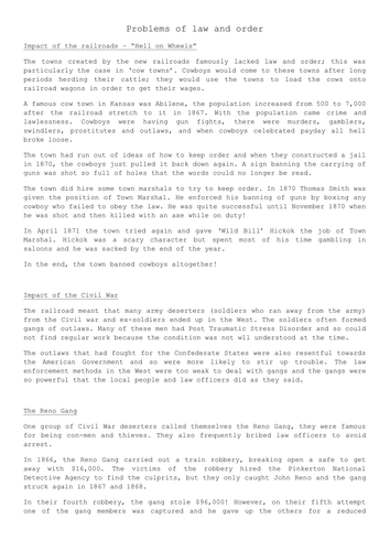 Problems of Law and Order American West Edexcel 1-9 History