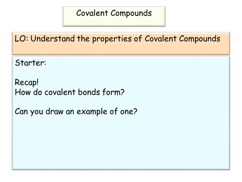 New AQA GCSE Covalent Compound Properties