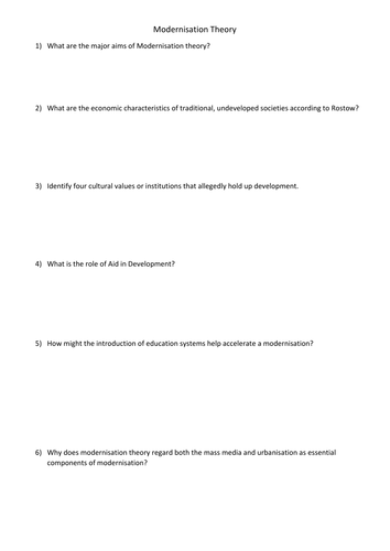 Global Development- Modernisation Theory