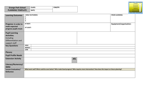 Easy to use lesson plan template
