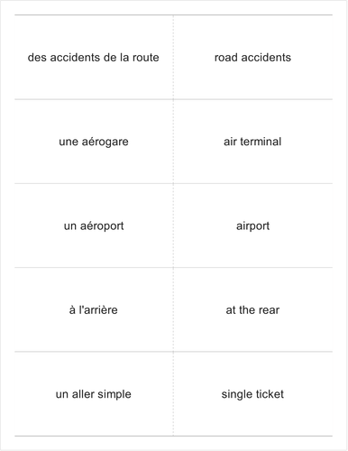 French verbs OCR aller-atterrir FLASHCARDS