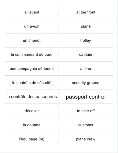 French verbs OCR avant-vol FLASHCARDS