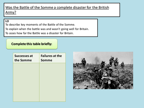 How succesful were Britain at the Battle of the Somme?