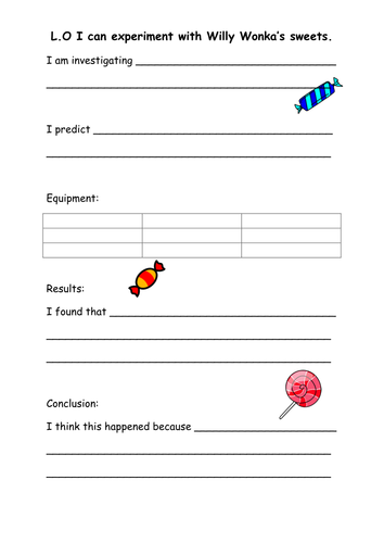 Willy Wonka Sweet Investigation Sheet