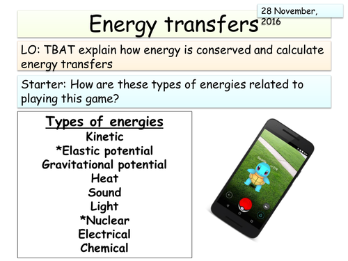 New AQA Physics (Energy unit) - KS3 Energy review lesson