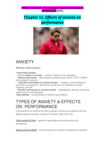 A-Level Anxiety booklet and specification overview