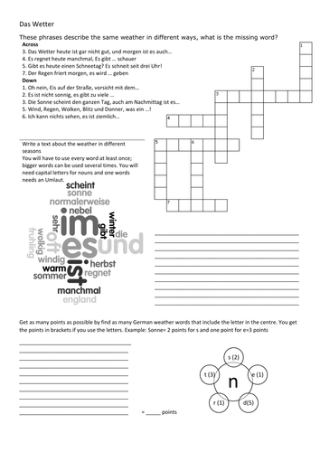 Das Wetter puzzles German Weather