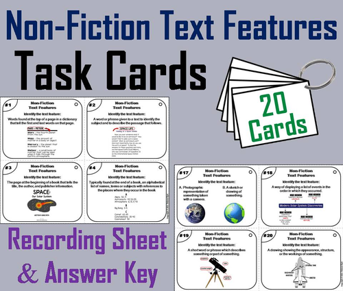 Nonfiction Text Features Task Cards