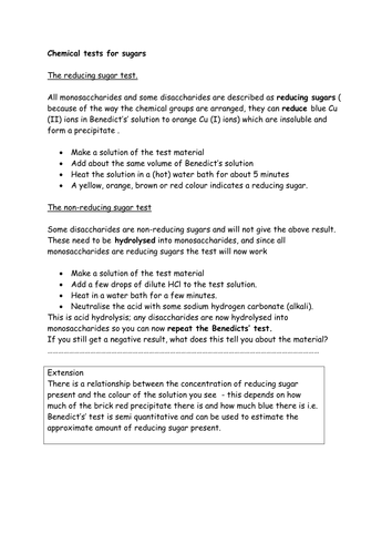 Testing for reducing and non-reducing sugars