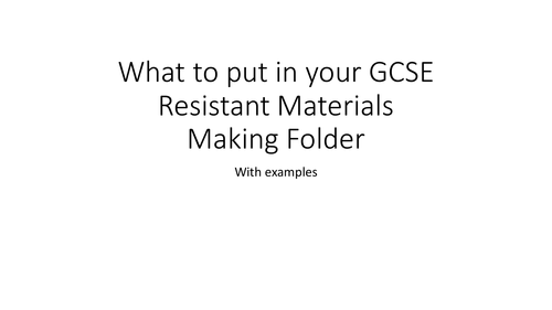GCSE EDEXCEL Helpbooklet for making folder Resistant Materials