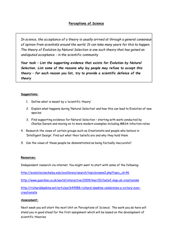 Perceptions of science - scientific theories