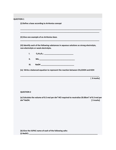 chemistry revision worksheets for yr 10 11 12 with