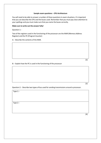 1.1.1 - CPU - EXAM QUESTIONS -  OCR - AS Level / A Level Computer Science