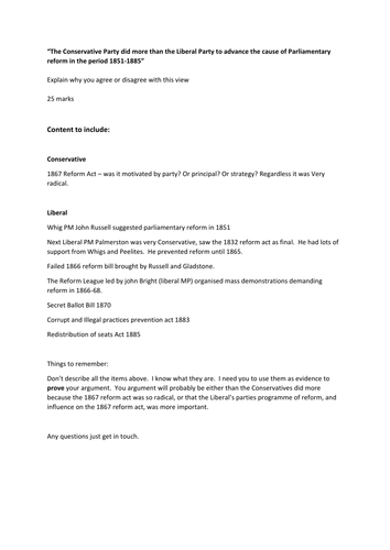 19th century parliamentary reform 2 lessons and assessment