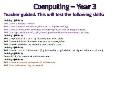 Computing Assessments - Year 3