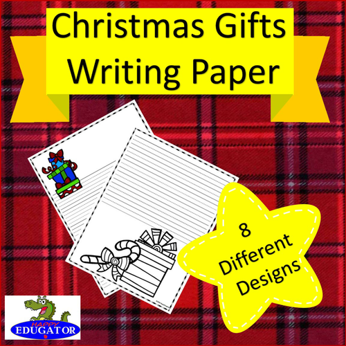 christmas-gift-writing-paper-lined-paper-christmas-present-theme