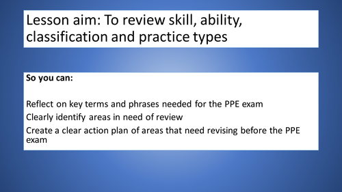 WJEC (eduqas) A'level PE 2016 - Skill aqcuisition PPE revision lesson