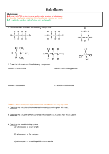 Intro to haloalkanes