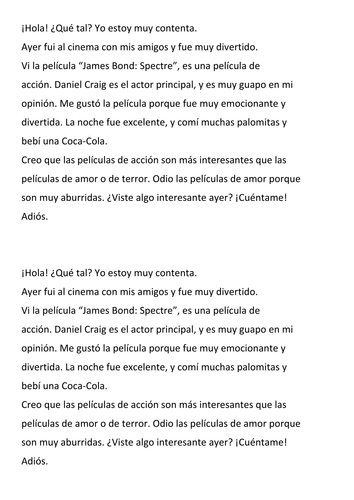 Jigsaw reading Film and Past Tense (Peliculas y el pasado)