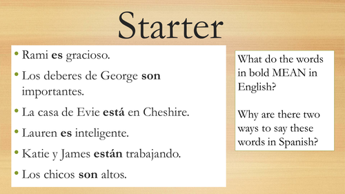 Ser y Estar  (The verb 'to be')