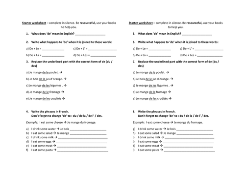 De & En / 'Some' in French